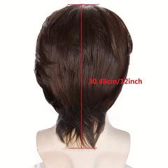 Short Straight Dark Brown Cosplay Wig for Men with Wig Cap