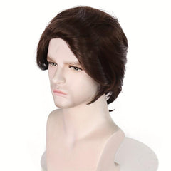 Short Straight Dark Brown Cosplay Wig for Men with Wig Cap