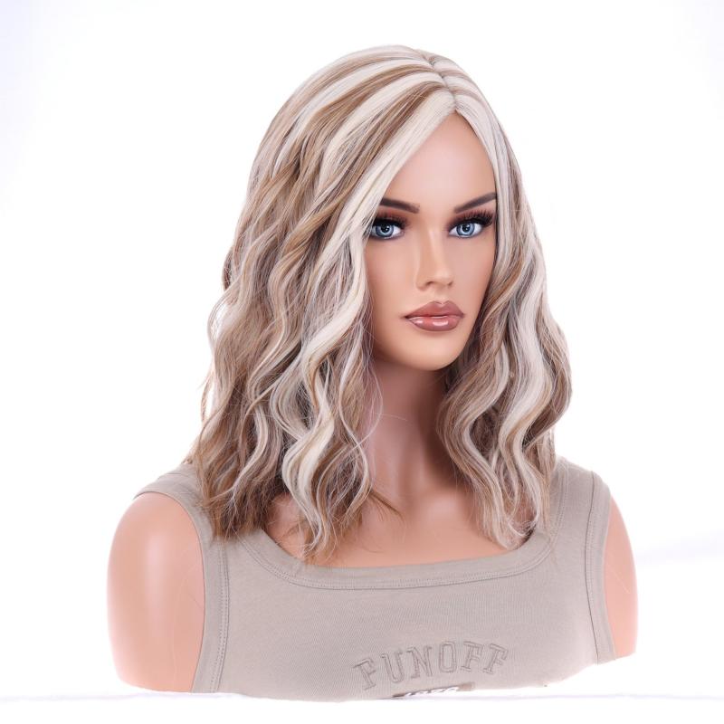 Shoulder Length Body Wave Curly Bob Cut Synthetic Wig for Women
