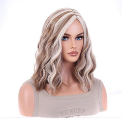 Shoulder Length Body Wave Curly Bob Cut Synthetic Wig for Women