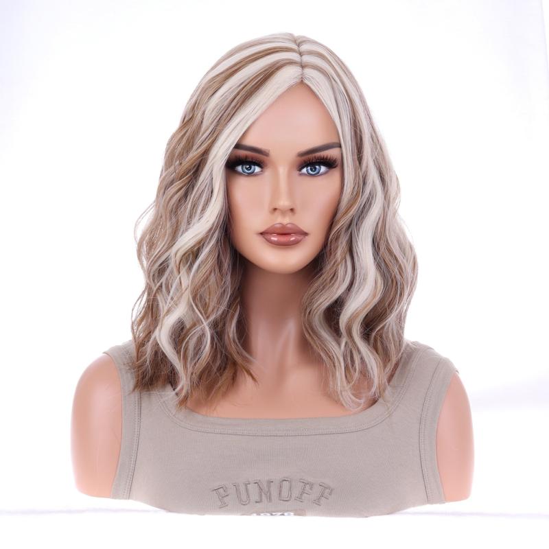 Shoulder Length Body Wave Curly Bob Cut Synthetic Wig for Women
