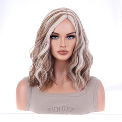 Shoulder Length Body Wave Curly Bob Cut Synthetic Wig for Women