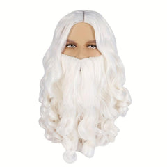 Santa Beard Wig Costume Wigs Medium Long Curly Synthetic Wig With Long Beard