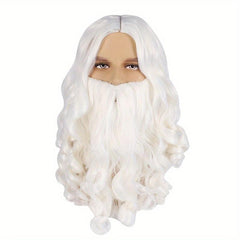 Santa Beard Wig Costume Wigs Medium Long Curly Synthetic Wig With Long Beard