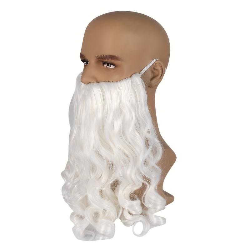 Santa Beard Wig Costume Wigs Medium Long Curly Synthetic Wig With Long Beard