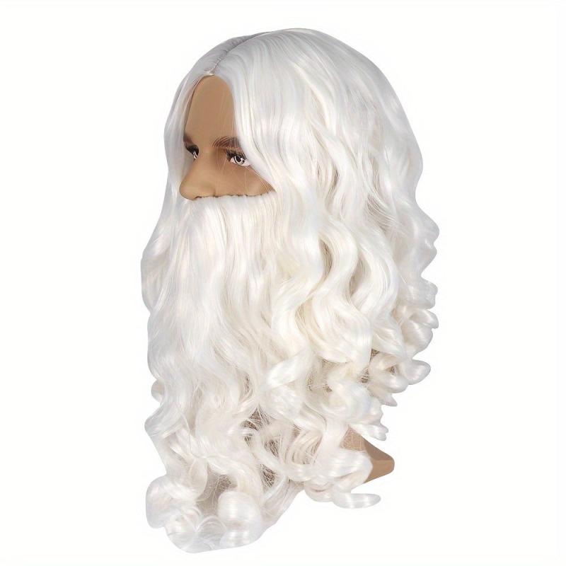 Santa Beard Wig Costume Wigs Medium Long Curly Synthetic Wig With Long Beard