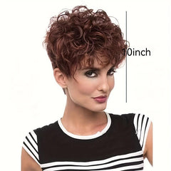 Curly Pixie Cut Synthetic Wig with Bangs for Women