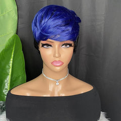 Short Curly Wig With Bangs Two Tones Synthetic Wigs For Women