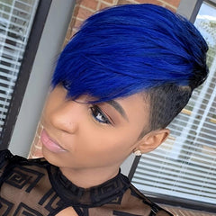 Short Curly Wig With Bangs Two Tones Synthetic Wigs For Women