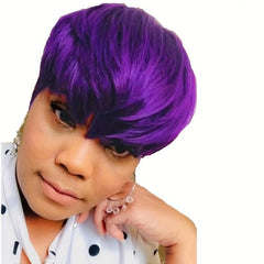 Short Curly Wig With Bangs Two Tones Synthetic Wigs For Women