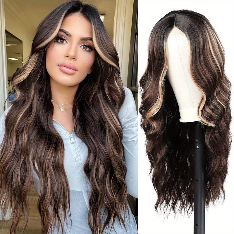 66 04 Cm Long Body Wave Hair Wigs Middle Part Curly Hair Wigs
