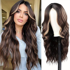66 04 Cm Long Body Wave Hair Wigs Middle Part Curly Hair Wigs