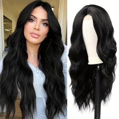 66 04 Cm Long Body Wave Hair Wigs Middle Part Curly Hair Wigs