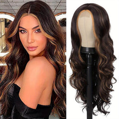 66 04 Cm Long Body Wave Hair Wigs Middle Part Curly Hair Wigs