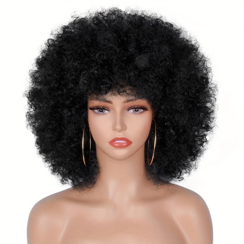 Short Afro Kinky Curly Wigs For Women Synthetic Fluffy And Soft Hair Wigs