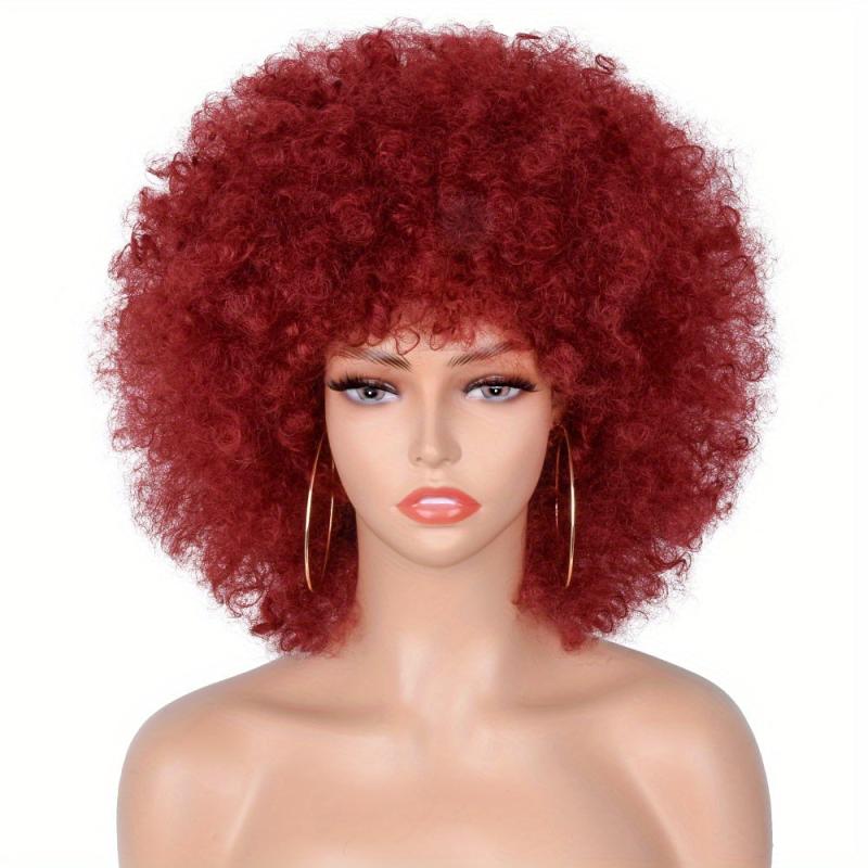 Short Afro Kinky Curly Wigs For Women Synthetic Fluffy And Soft Hair Wigs
