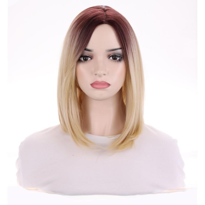 Short Bob Cut Wig With Side Bangs Synthetic Beginners Heat Resistant