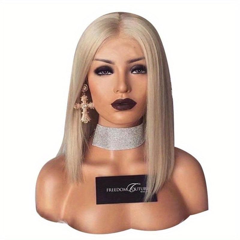 Short Bob Cut Wig With Side Bangs Synthetic Beginners Heat Resistant