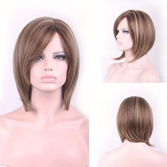 Short Bob Cut Wig With Side Bangs Synthetic Beginners Heat Resistant