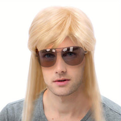 Men's Mullet Wig 70s 80s Disco Costume Hair Wigs with Cap