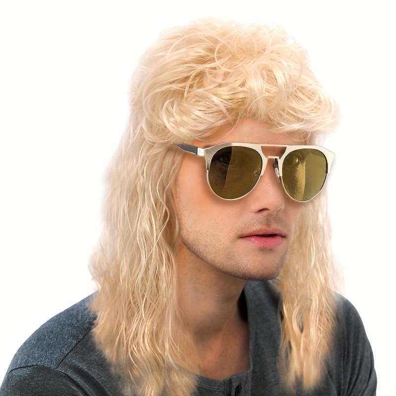 Men's Mullet Wig 70s 80s Disco Costume Hair Wigs with Cap