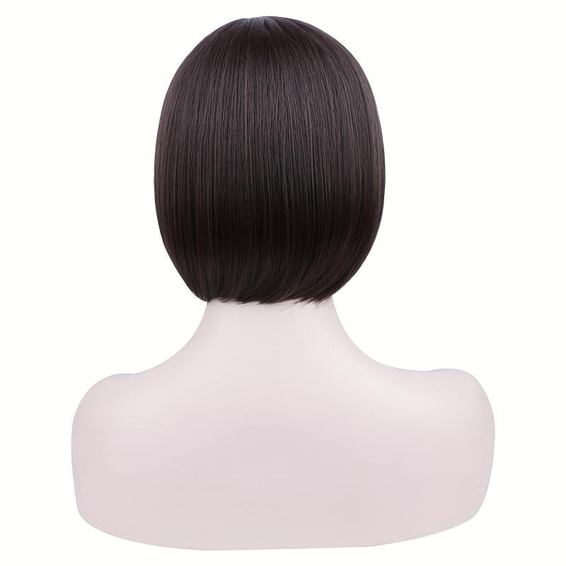 20 32 Cm Straight Bob Wigs With Bangs Synthetic Fiber Hair Wig For Women