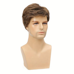 Men's Short Brown Wig Synthetic Replacement Costume Halloween