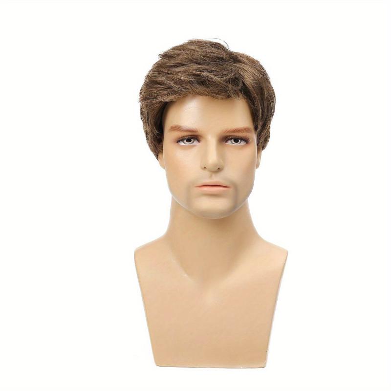 Men's Short Brown Wig Synthetic Replacement Costume Halloween