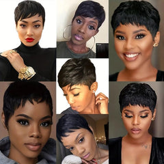 Short Layered Hair Wigs Pixie Cut Natural Synthetic Fiber Hair 10-16 Cm