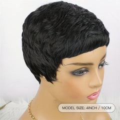 Short Layered Hair Wigs Pixie Cut Natural Synthetic Fiber Hair 10-16 Cm