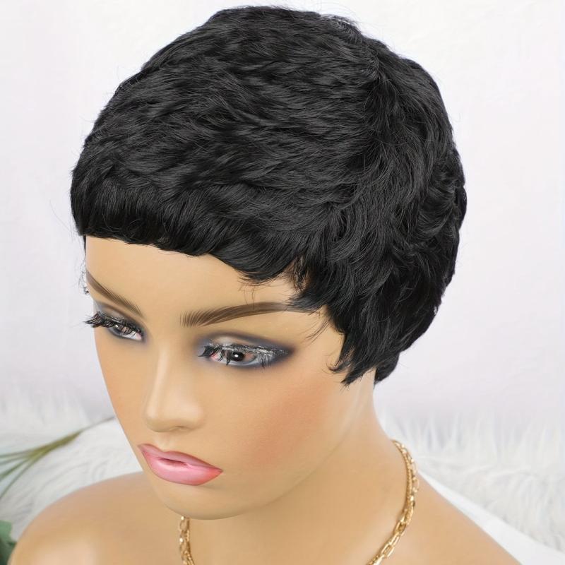 Short Layered Hair Wigs Pixie Cut Natural Synthetic Fiber Hair 10-16 Cm