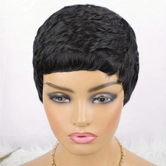 Short Layered Hair Wigs Pixie Cut Natural Synthetic Fiber Hair 10-16 Cm