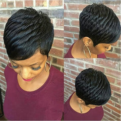Short Layered Hair Wigs Pixie Cut Natural Synthetic Fiber Hair 10-16 Cm