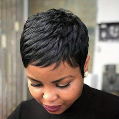 Short Layered Hair Wigs Pixie Cut Natural Synthetic Fiber Hair 10-16 Cm