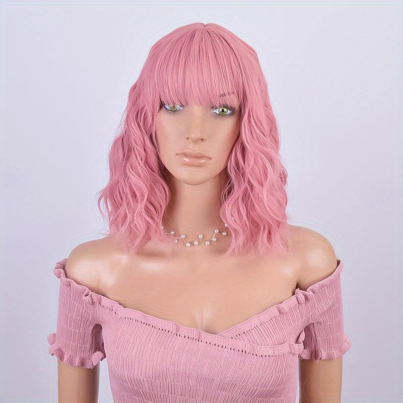 Blonde 35 cm Curly Wavy Hair Wigs Synthetic Heat Resistant for Daily Party