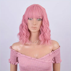 Blonde 35 cm Curly Wavy Hair Wigs Synthetic Heat Resistant for Daily Party