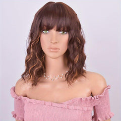 Blonde 35 cm Curly Wavy Hair Wigs Synthetic Heat Resistant for Daily Party