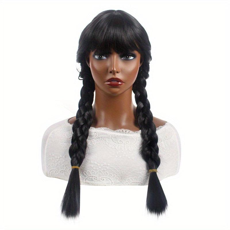 Halloween Wig Double Ponytail Braid Synthetic Hair Costume Party Wear