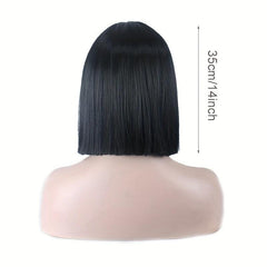 Colorful Straight Bob Cut Synthetic Wig Green Silver Grey 14inch