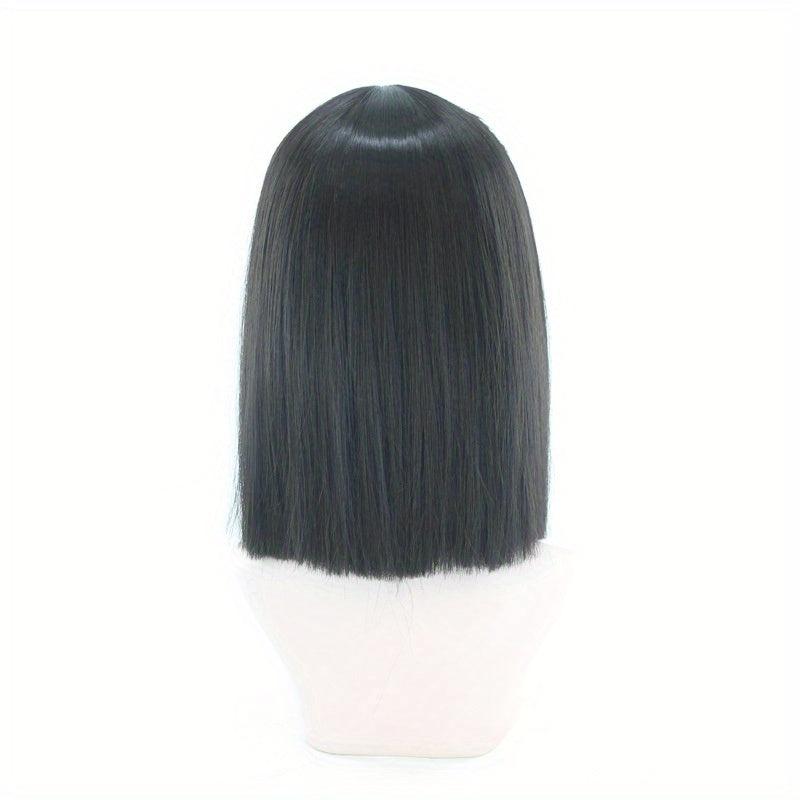 Colorful Straight Bob Cut Synthetic Wig Green Silver Grey 14inch