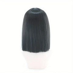 Colorful Straight Bob Cut Synthetic Wig Green Silver Grey 14inch