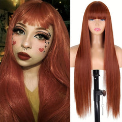 Long Bangs Straight Wig Synthetic 60 Long Straight Hair Wig