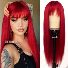 Long Bangs Straight Wig Synthetic 60 Long Straight Hair Wig