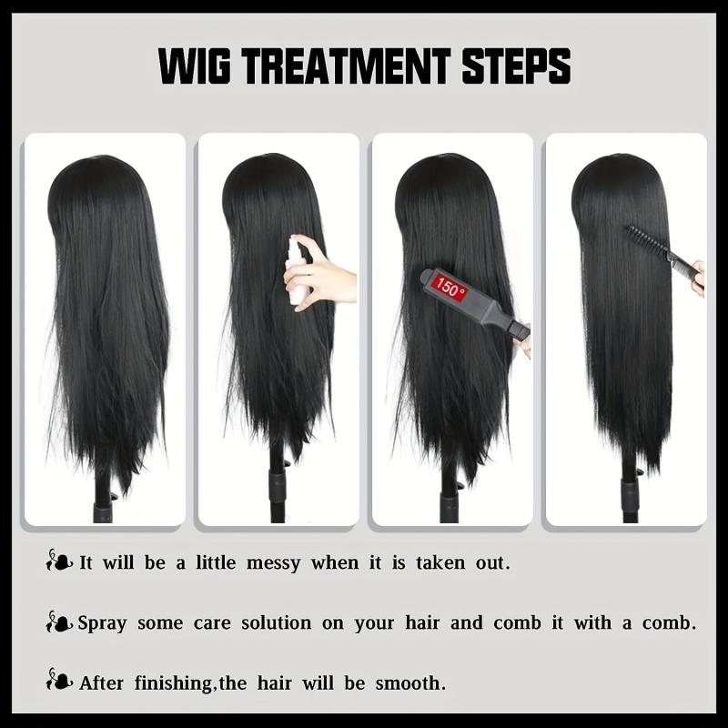 Long Bangs Straight Wig Synthetic 60 Long Straight Hair Wig