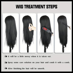 Long Bangs Straight Wig Synthetic 60 Long Straight Hair Wig