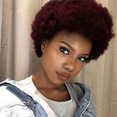 Afro Kinky Curly Human Hair Wigs 32cm Short Pixie Cut Glueless Wigs