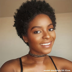 Afro Kinky Curly Human Hair Wigs 32cm Short Pixie Cut Glueless Wigs