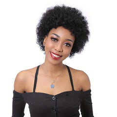 Afro Kinky Curly Human Hair Wigs 32cm Short Pixie Cut Glueless Wigs