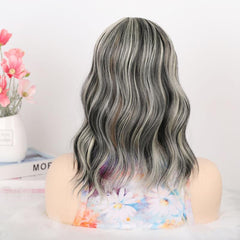 Short Curly Bob Cut Highlight Synthetic Wig for Daily Use