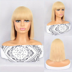 Purple Short Bob Straight Hair Wigs With Bangs 30 48 Cm